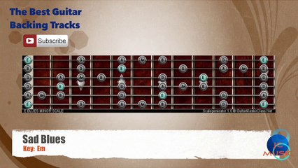 Sad Blues in Em Guitar Backing Track with scale chart