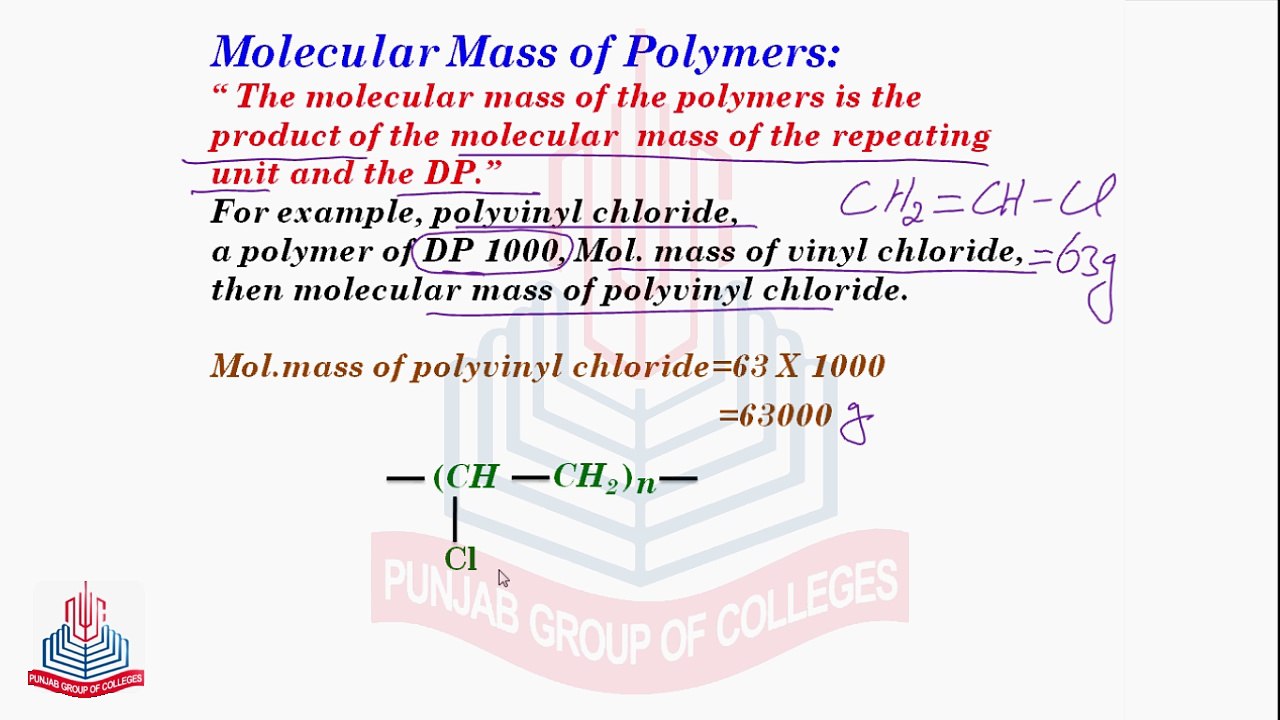 Degree of Polymerization ,Molecular Mass of Polymers & Types of Polymers on the bases of Nature of Monomers ( Homopolymers & Copolymers )