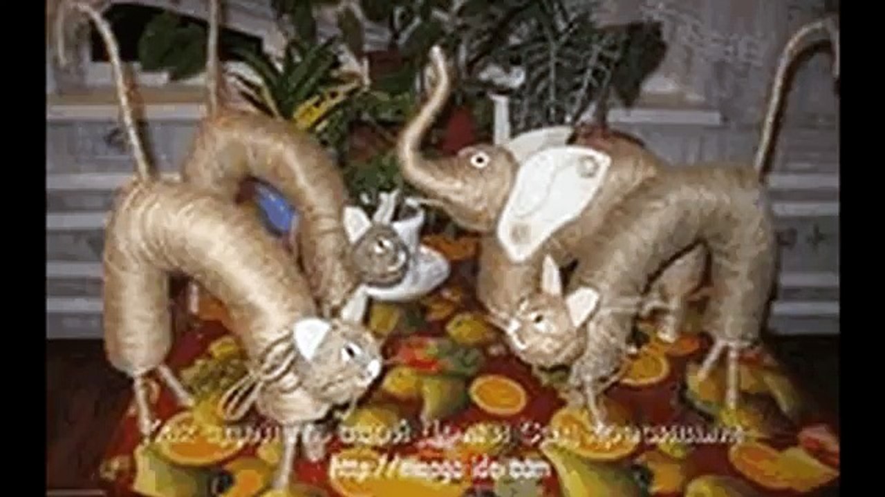 Оригинальные поделки из шпагата. Идеи взяты из интернета.