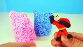Foam Clay Surprise Egg Learn Colors Stop Motion Incredibles Minion Smurf