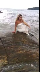 Mermaid In Weddingdress Gets Wet Surprise