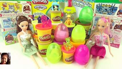 Descargar video: DISNEY PRINCESS SURPRISE EGGS !!! Play doh Kinder Ariel Snow White BARBIE Doll MY LITTLE P