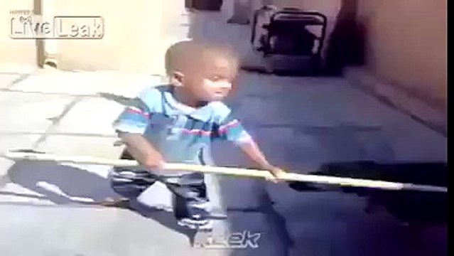 funny child play with dog