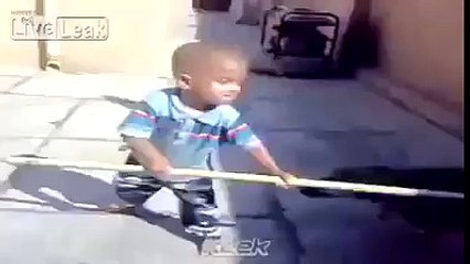 funny child play with dog