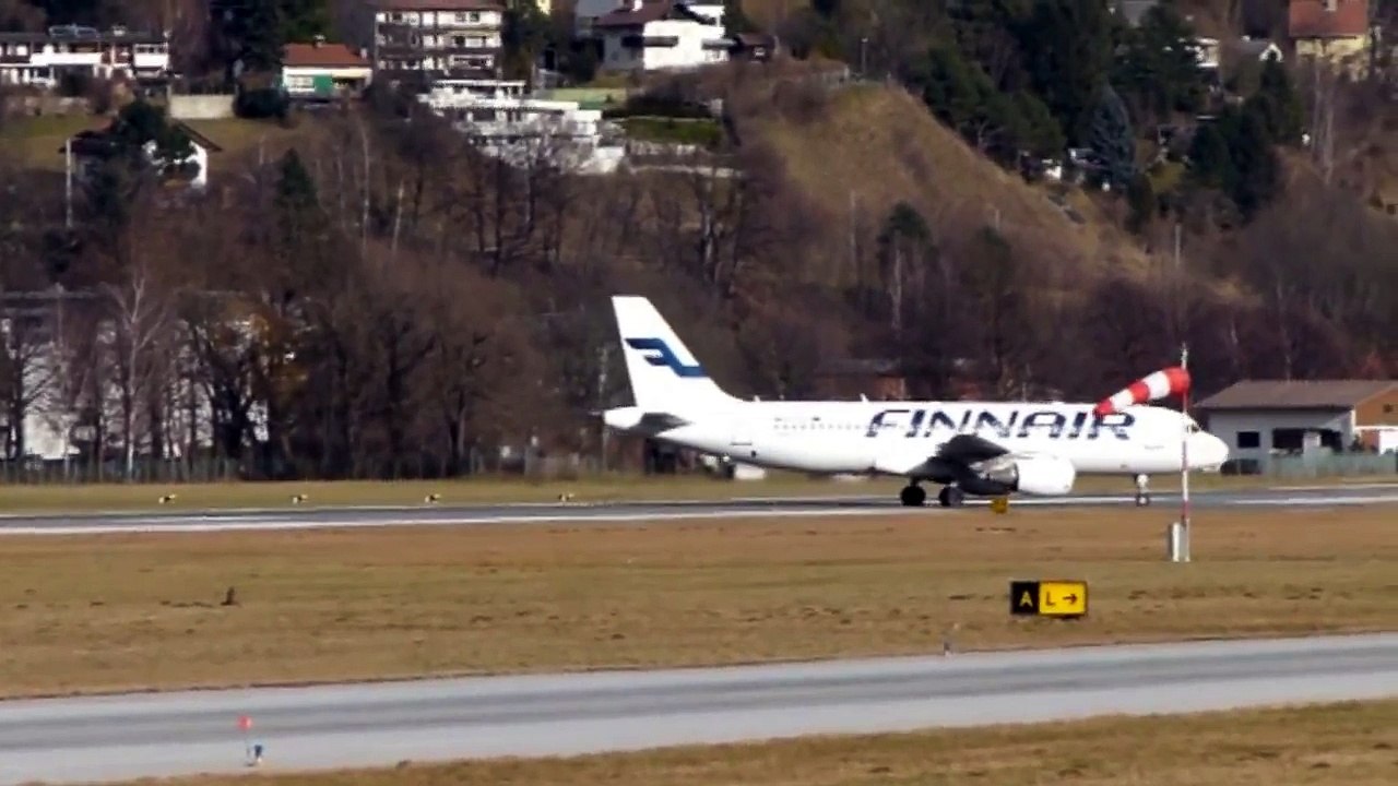 Finnair A320 valley landing & incredible short take off @ Innsbruck 18/01/2014