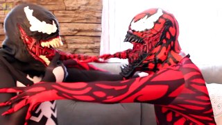 Venom Vs Carnage in Real Life! Funny Superhero Battle Movie with Jelly Bean Candy!