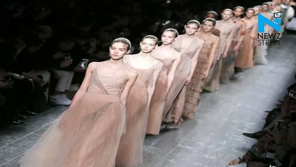 Very young model exposes chest at paris fashion week