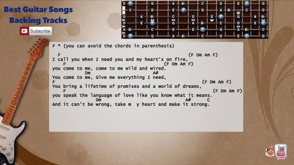 Simply The Best - Tina Turner Guitar Backing Track with scale, chords and lyrics