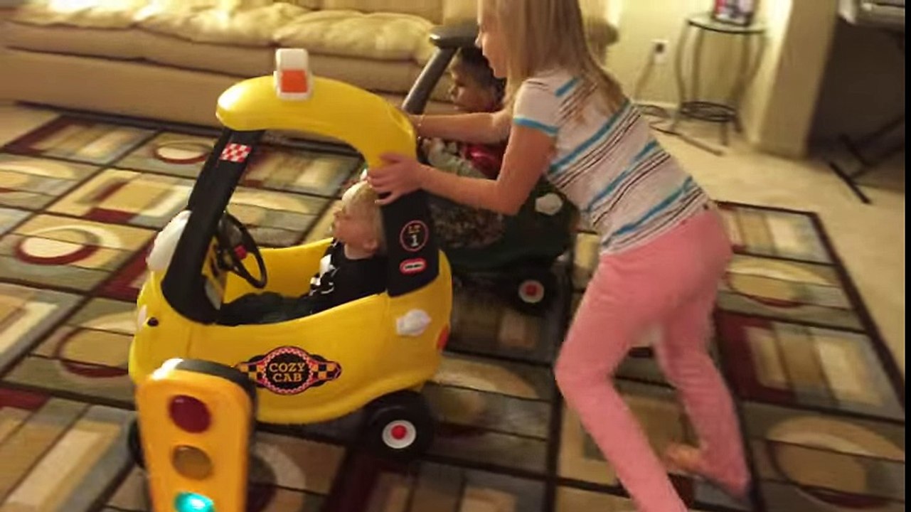 Baby Cab Driver Riding in the Little Tikes Cozy Coupe Cab