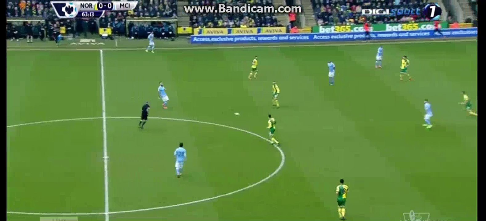 Horror Foul on Sergio Aguero | Norwich 0-0 Manchester City 12-03-2016