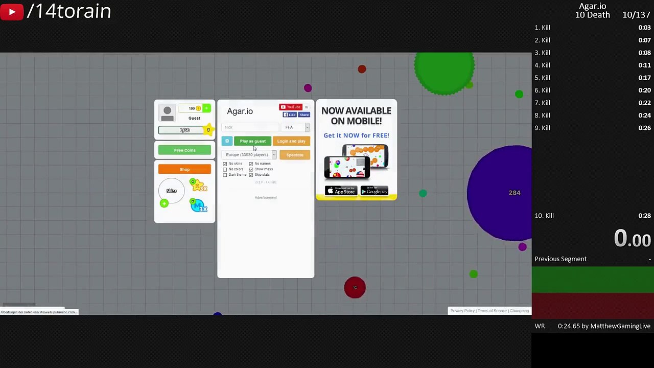 [Agar.io] 10 Death: 0:27.36