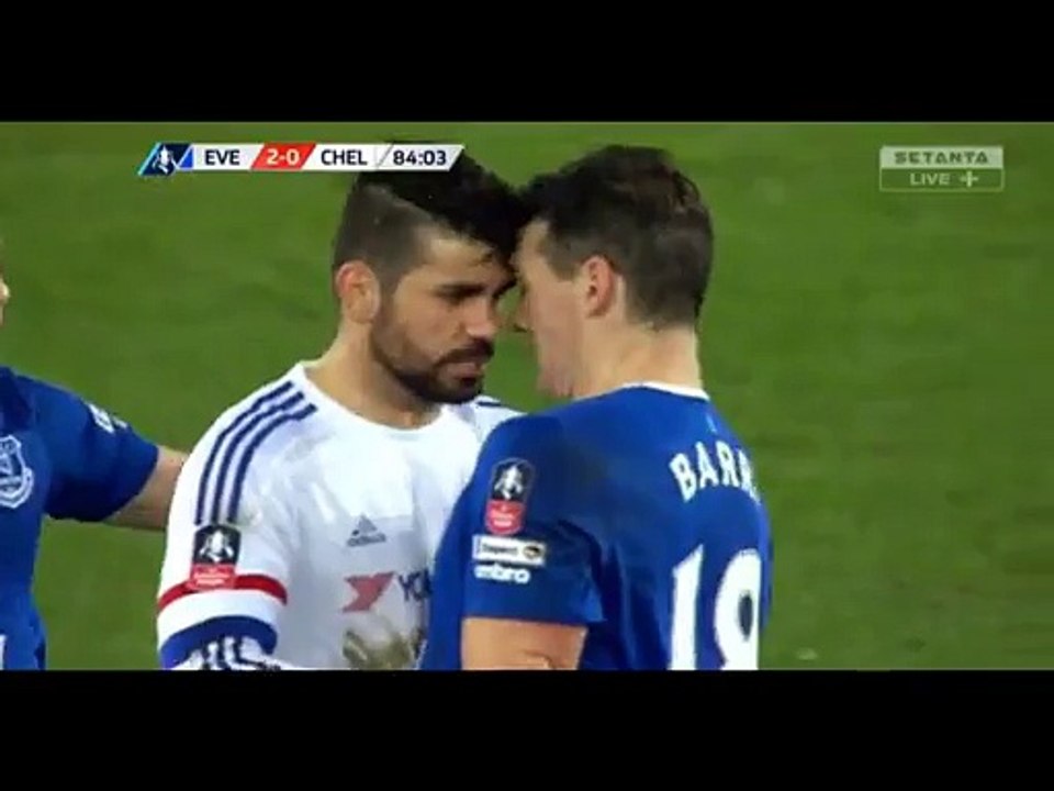 Diego Costa Horror Foul RED CARD Everton 2-0 Chelsea FA CUP
