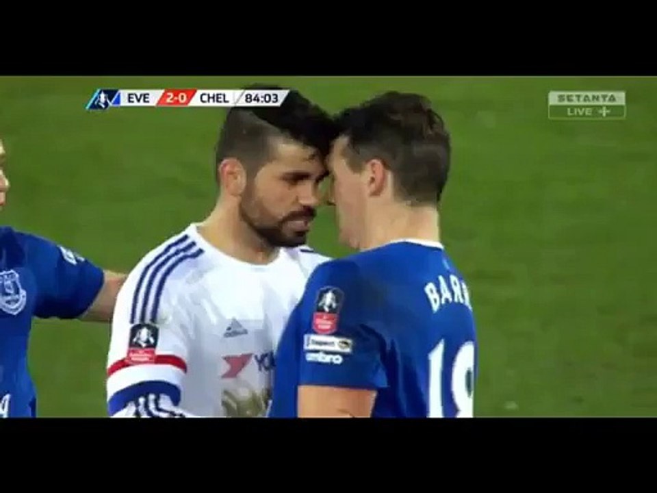 Diego Costa RED CARD | Everton 2-0 Chelsea 12/03/2016