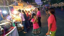 Night food market in Thailand selling edible bugs. Eating insects in Krabi Thailand. Bizar