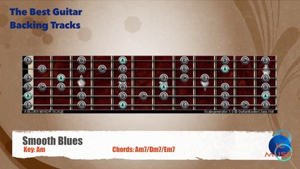 Smooth Blues in Am Guitar Backing Track with scale map