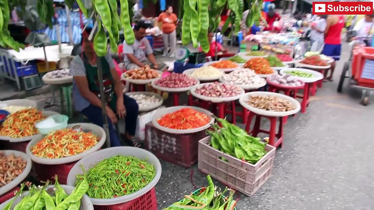 Street Food & Shopping at a Huge Street Market in Thailand. Thai Food Market in Hat Yai