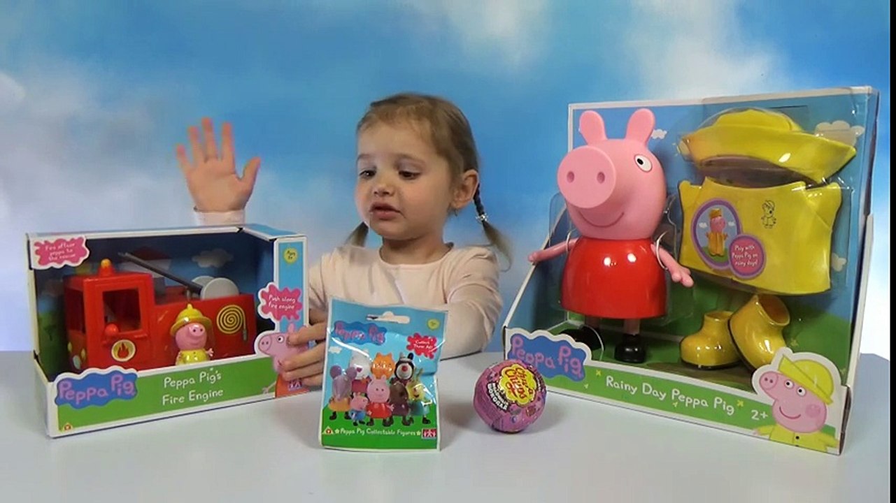 Свинка Пеппа гигант распаковка сюрпризов игрушки и пожарная машина Giant Peppa Pig toys