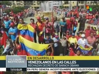 Venezolanos marchan contra la extensión del decreto de EE.UU.