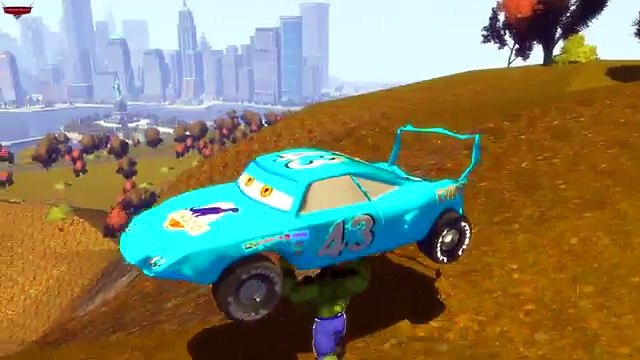 Аvengers Hulk smash LIGHTNING MCQUEEN Dinoco King 43 Snot Rod Guido Countryside Mountains