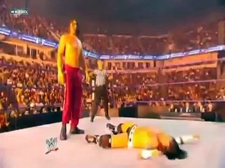 Khali vs Kane hitting chair each other WWE match
