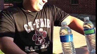 Man chugs 3 water bottles in 5 seconds!