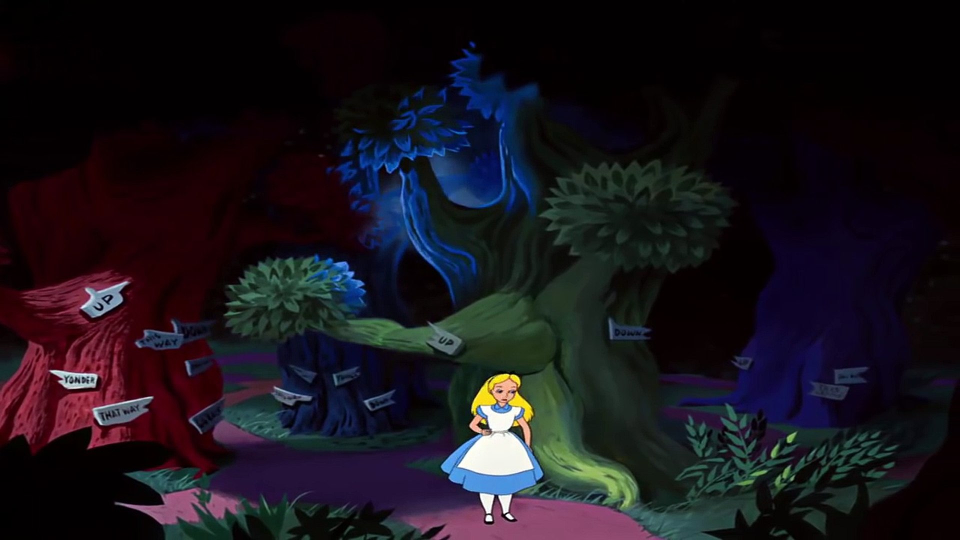 alice in wonderland cartoon forest