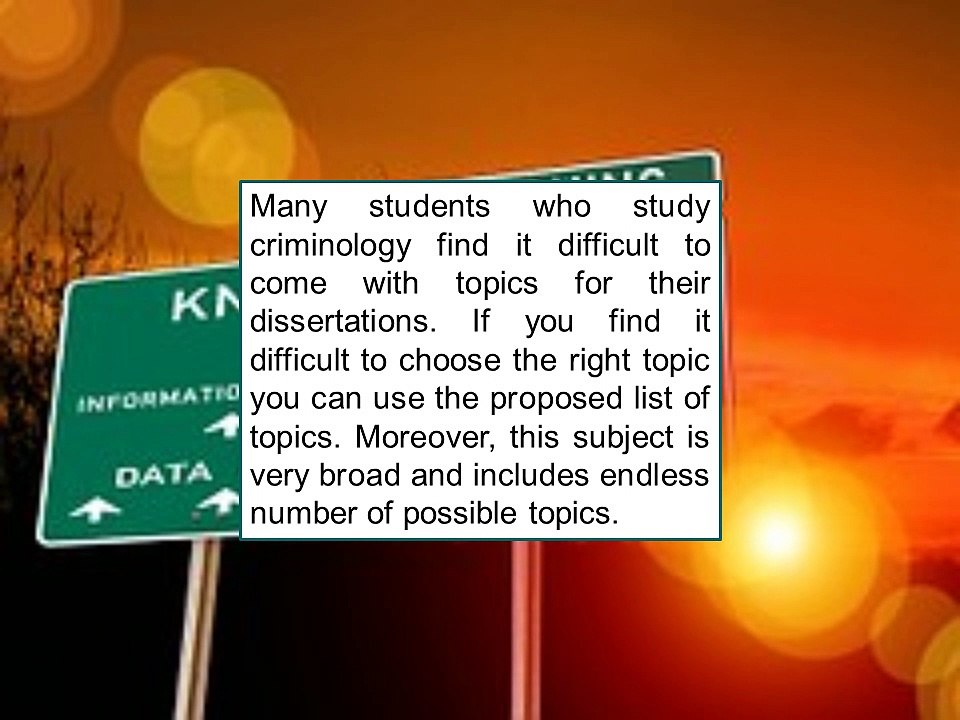 Criminology Dissertation Ideas