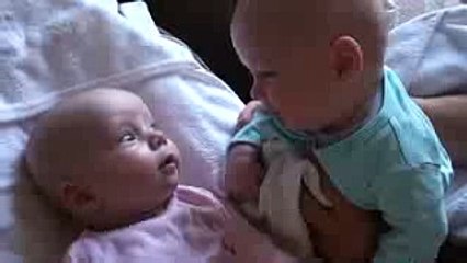 really funny small twins baby conversation