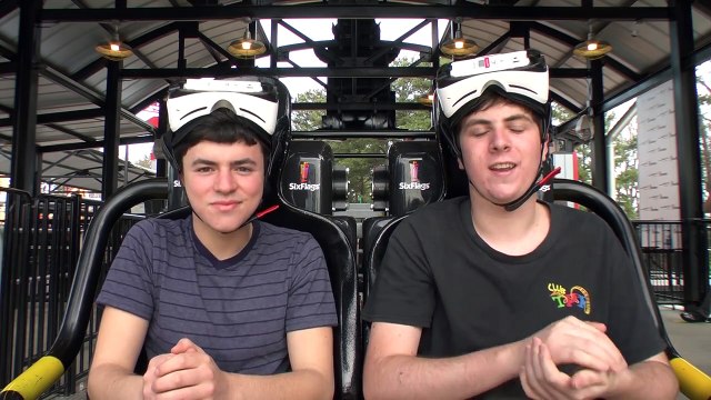 Dare Devil Dive Virtual Reality Roller Coaster POV New Revolution Six Flags Over Georgia