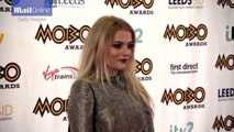 Lucy Fallon poses in slinky silver dress at 2015 MOBO Awards