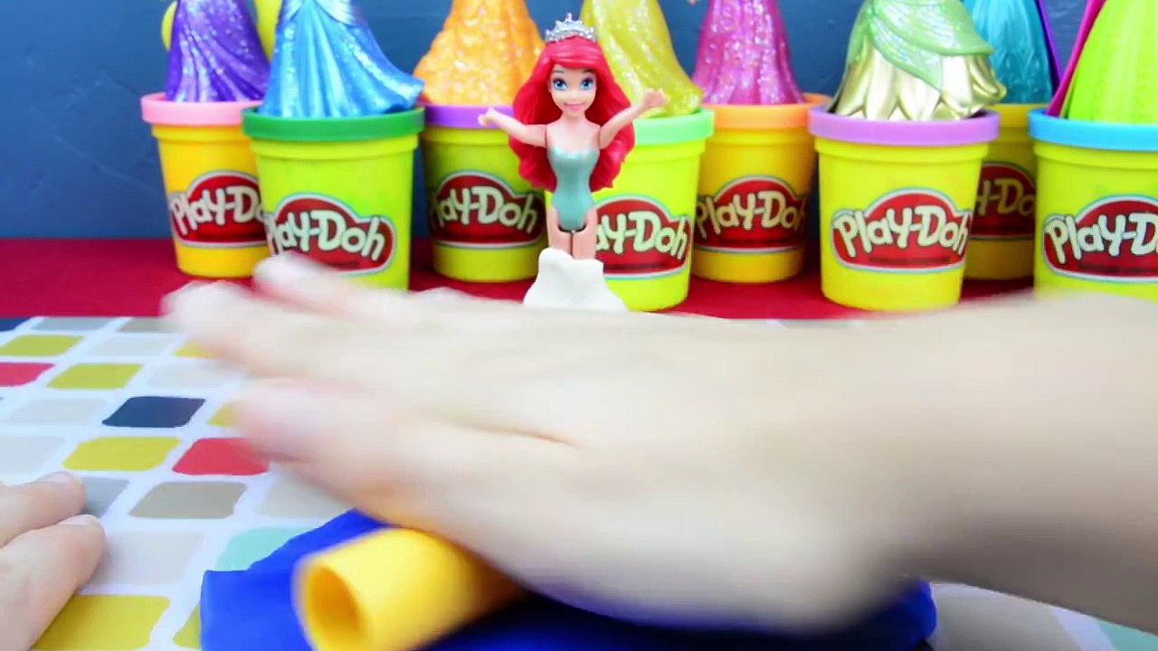 Ariel Elsa Anna Rapunzel Cinderella Snow White Aurora Tiana Belle Disney Princess Play Doh