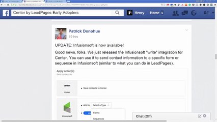 Infuionsoft Write Integration Added to Center