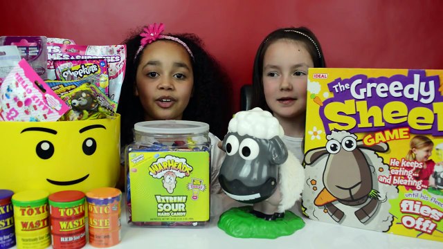 Greedy Sheep Toy Challenge Game | Warheads Extreme Sour Candy | Toxic Waste | Toy Prizes