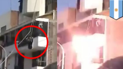 Huge crowd watches as rescuer is zapped by high-voltage power lines