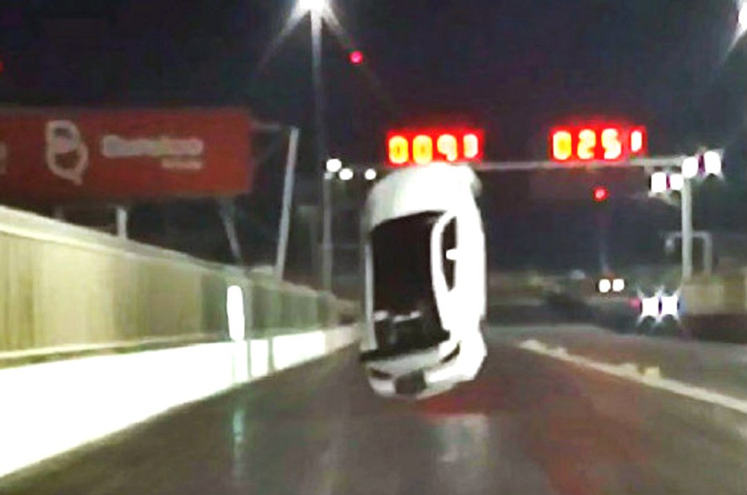 Lexus Turbo Goes Airborne And Jumps The Fence