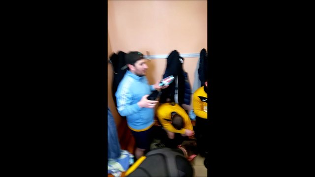 Célébration dans les vestiaires !