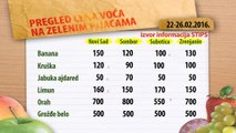 Cene voća na zelenim pijacama za period 22-26.02.2016.