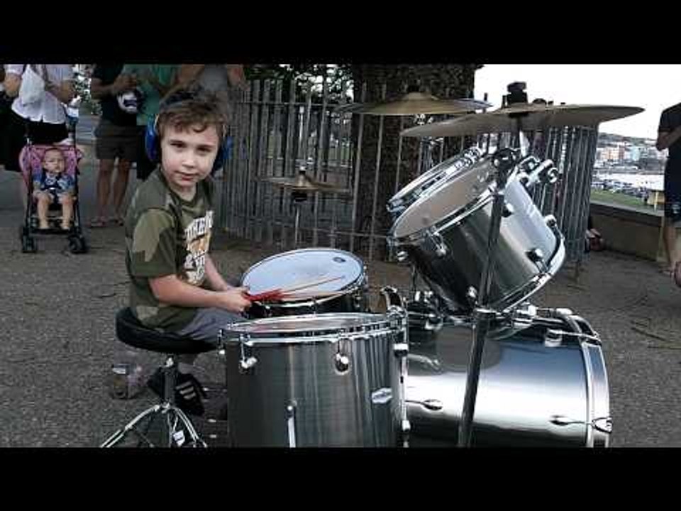 Australia's Best Young Drummer Busks on Bondi Beach