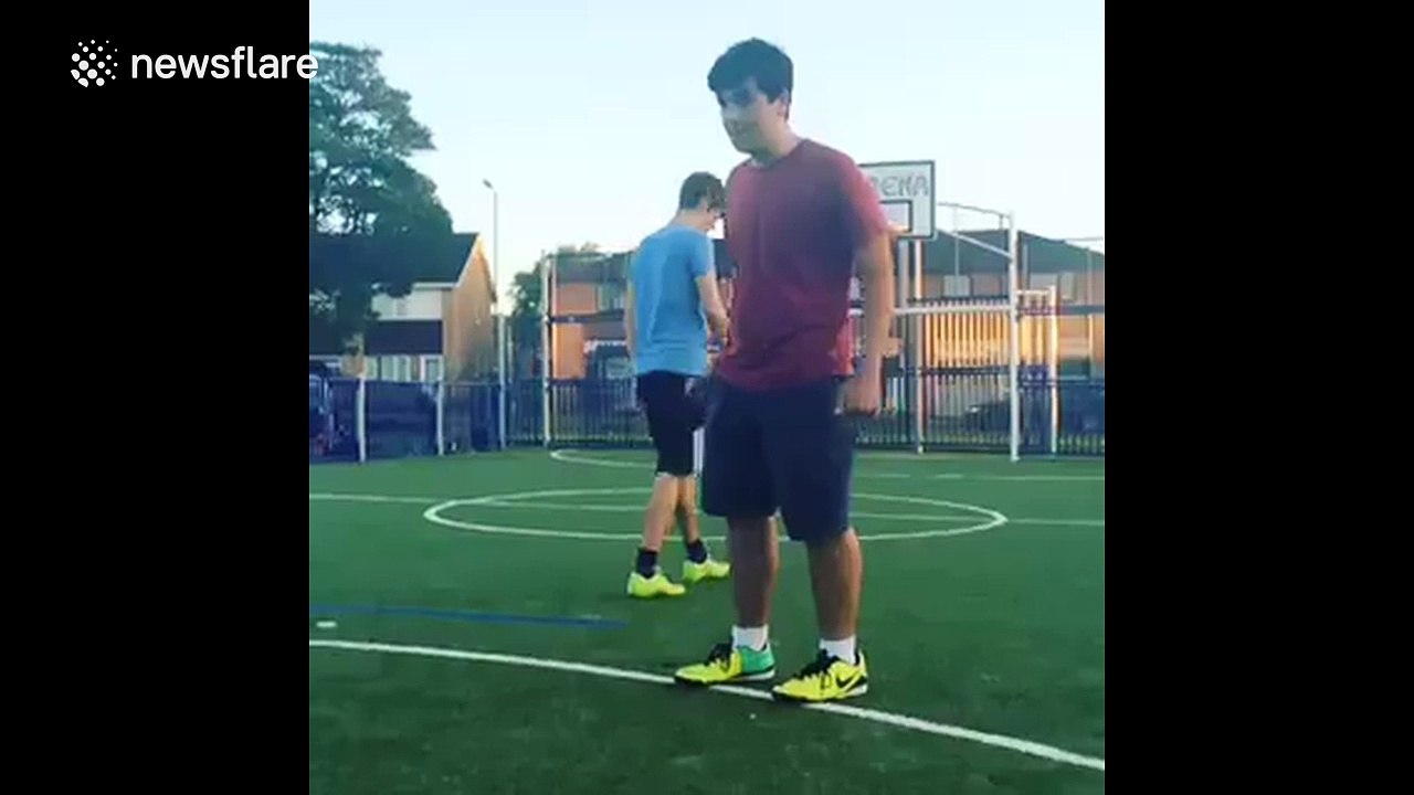 Funny football hit to the face