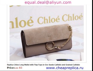 Chloe Long Wallet with Flap Faye in Grey Replica for Sale