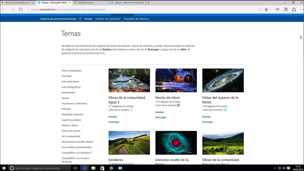 personalizar temas, colores y fondo de windows 10