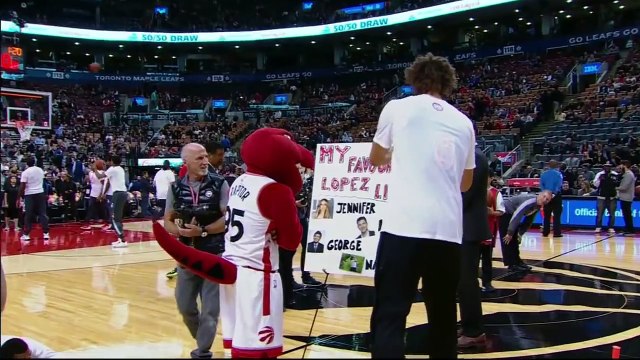Brook Lopez Fights Raptors Mascot - Nets vs Raptors - March 8, 2016 - NBA 2015-16 Season