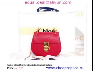 Chloe Mini Drew Bag in Red Grained Calfskin for Sale