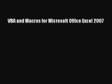 Download VBA and Macros for Microsoft Office Excel 2007 Ebook Free