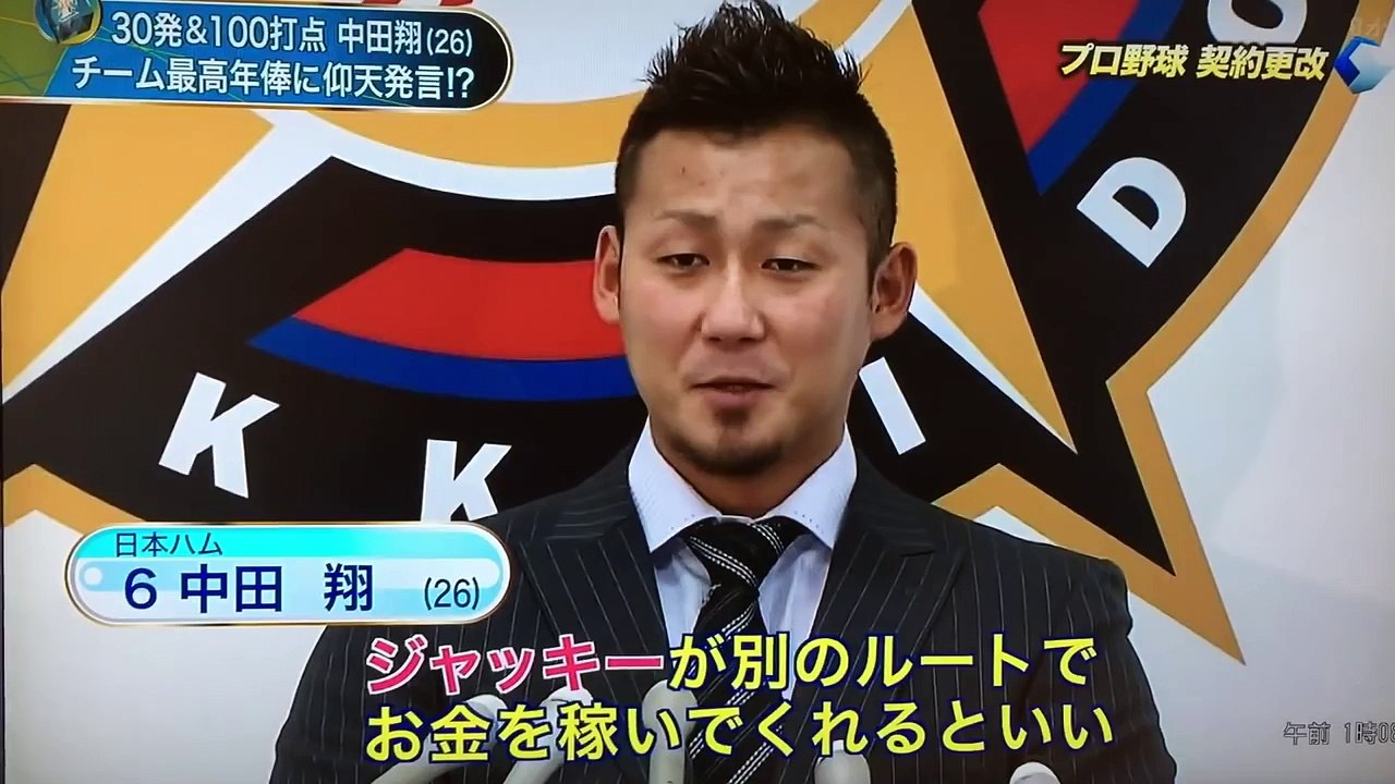 【野手最高額】日ハム 中田翔 契約更改