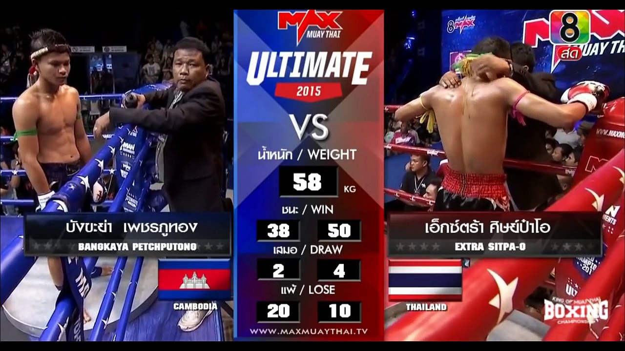 Max Muay Thai, BANGKAYA PETCHPUTONG (Khmer) Vs EXTRA SITPA O (Thai), 09 August 2015