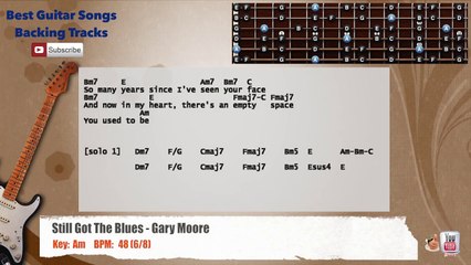 Still Got The Blues - Gary Moore Guitar Backing Track with vocal, chords and lyrics