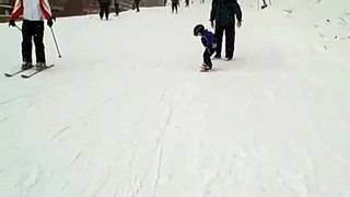 Sammy's First Snowboard Ride
