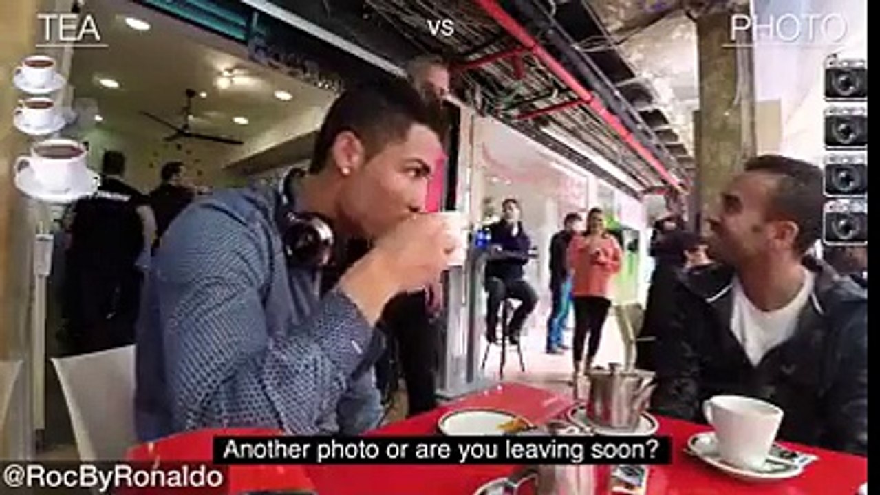 Cristiano Renaldo nje Caffe - shiko si reagojne te gjithe duan foto me te !