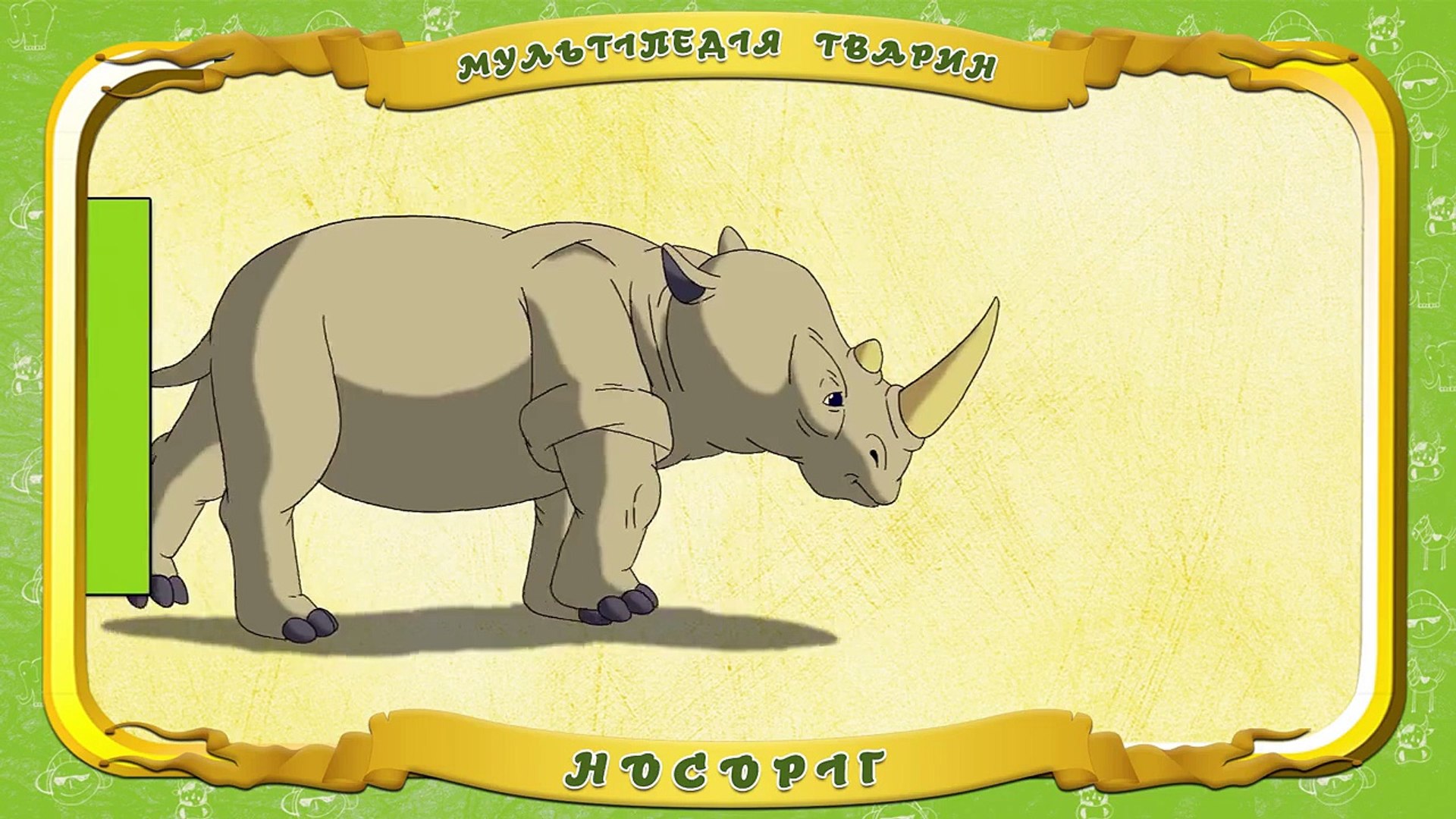 ⁣Мультіпедія тварин. Літера Н Носоріг